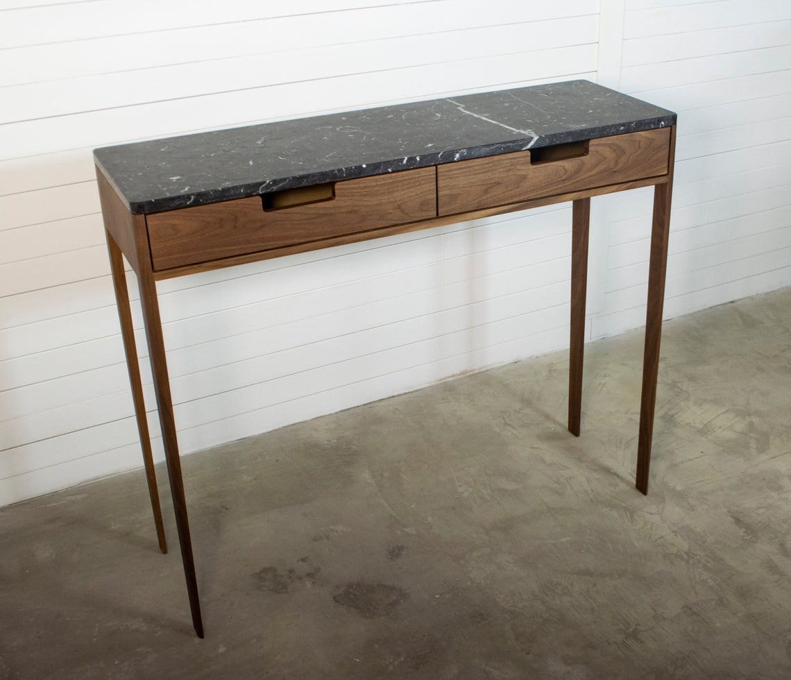 Entry Console in Walnut solid wood with Marble top