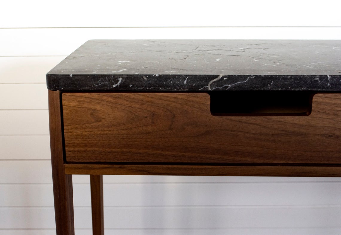 Entry Console in Walnut solid wood with Marble top