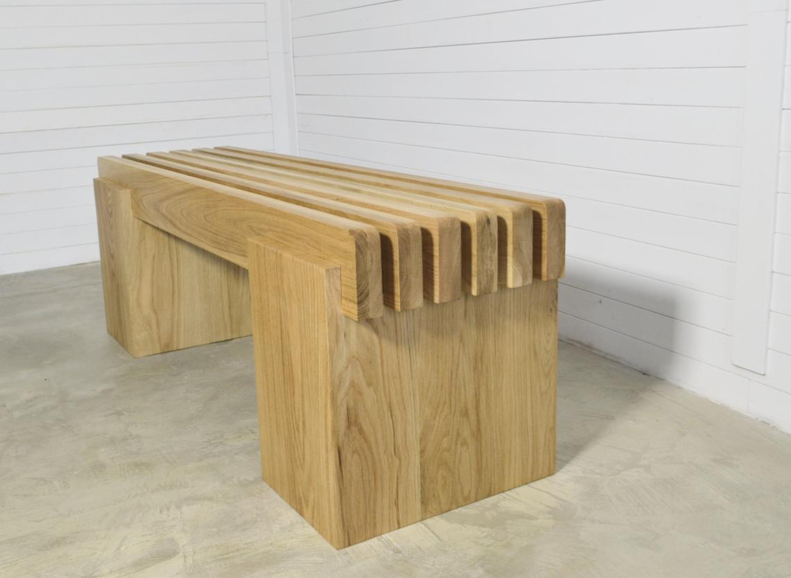 Bench in solid Oak Wood, Entry Way Bench / Garden Bench