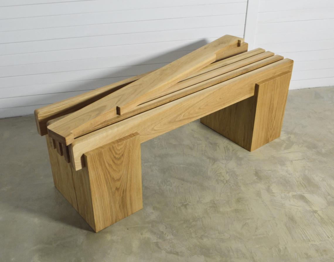 Bench in solid Oak Wood, Entry Way Bench / Garden Bench