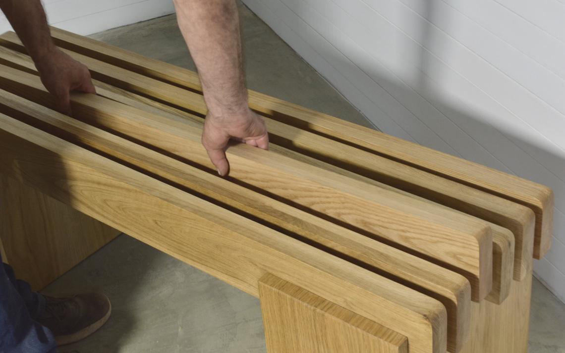 Bench in solid Oak Wood, Entry Way Bench / Garden Bench