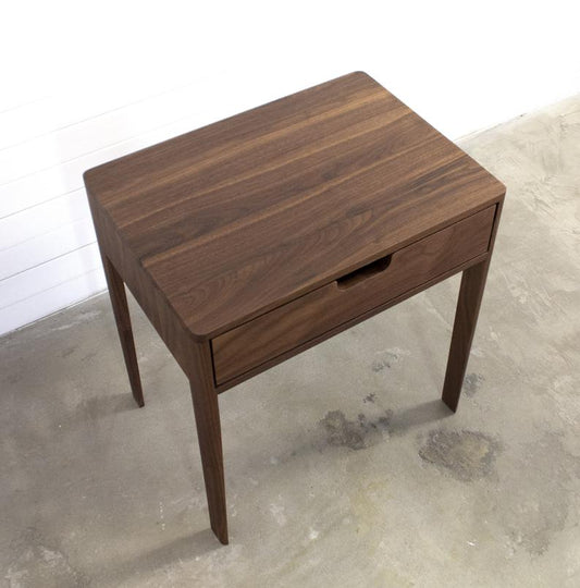 Nightstand in Solid Walnut/Oak Wood, Bedside Table with Drawer