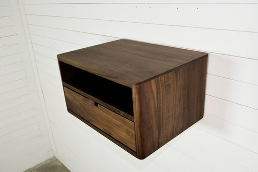 Floating Nightstand in solid Walnut Wood with Drawer