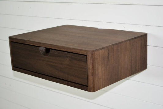 Floating Nightstand in solid Walnut Wood with Drawer