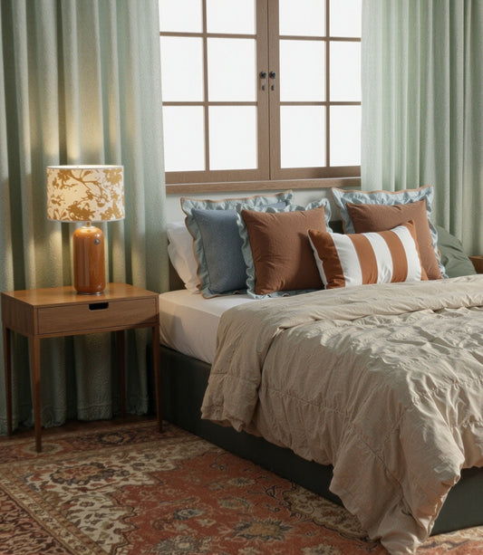 Nightstand in Solid Walnut/Oak Wood, Bedside Table with Drawer