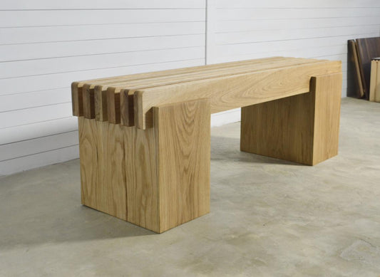Bench in solid Oak Wood, Entry Way Bench / Garden Bench