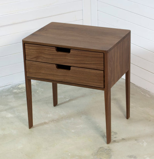 Nightstand in Solid Walnut/Oak Wood, Bedside Table with two Drawers