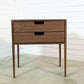 Nightstand in Solid Walnut/Oak Wood, Bedside Table with two Drawers