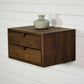Floating Nightstand in solid Walnut Wood with two Drawers